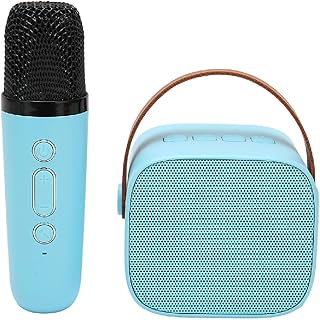 Mini Karaoke Machine, Portable Bluetooth Speaker with Wireless Microphones Set, Handheld Karaoke Mics Speaker Machine for Kids and Adults Home Party Birthday (Blue)