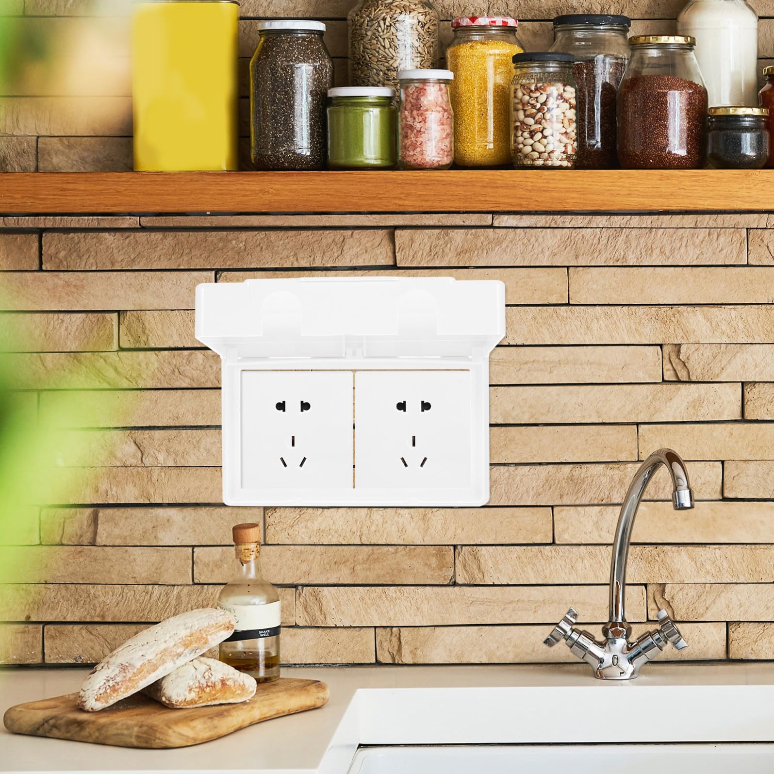 Elettrica Installazione Esterno da Coperchio Presa e per Bianco Plastica Adesiva Pratica Semplice Protezione Prese Esterne Outdoor