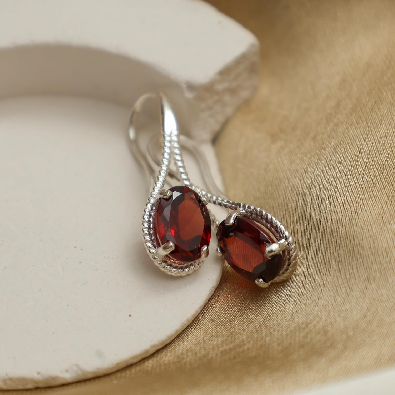 Oval Gemstone Dangle Earrings for Women 925 Sterling Silver French Hook Elegant Drop Earrings Hypoallergenic Lightweight Jewelry Gift for Her Classic Stylish Look - Image 7