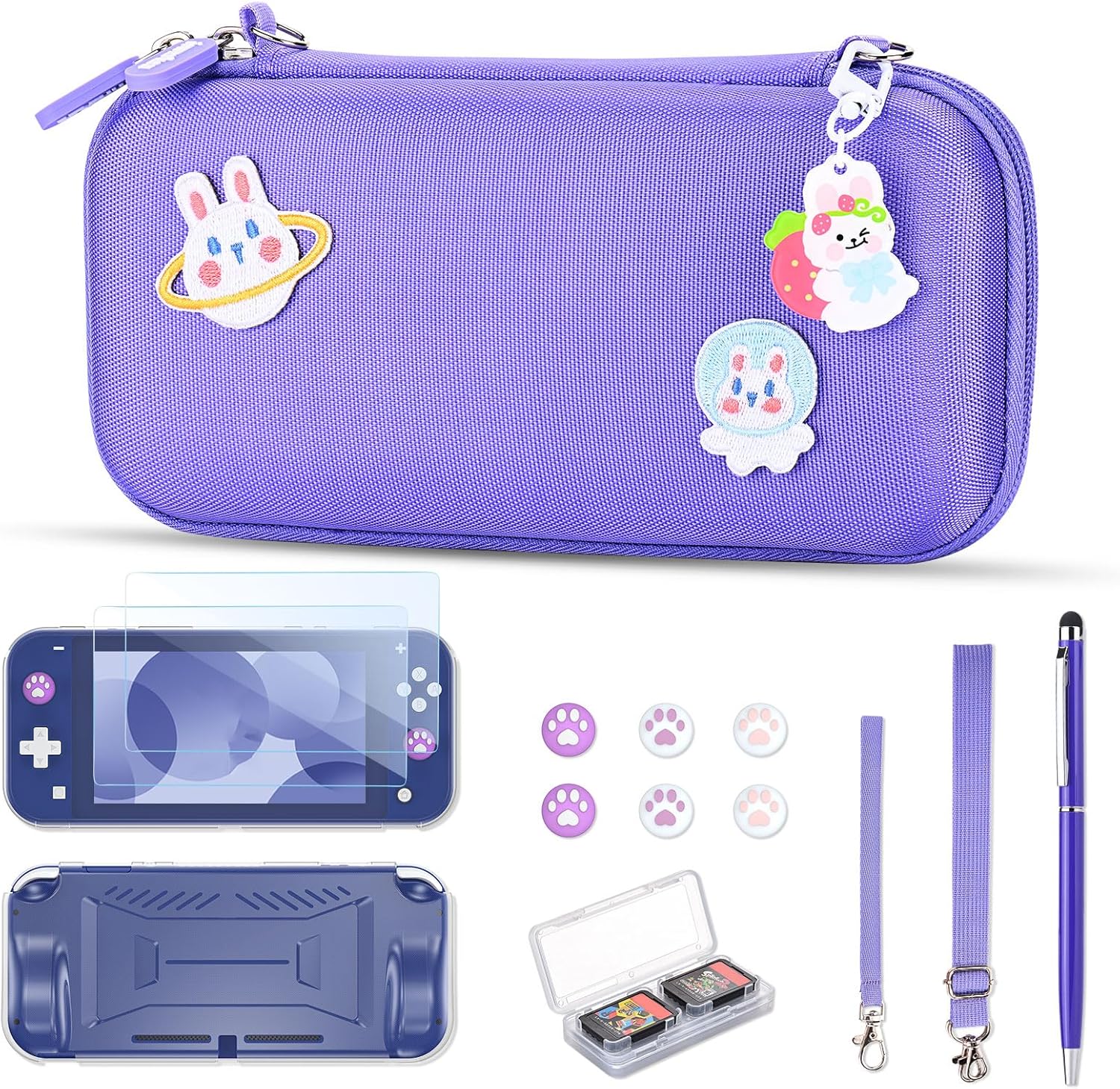 innoAura Funda NS Switch Lite Accesorios NS Switch Lite 17 en 1 con Carcasa de Transporte de Switch Lite, Carcasa de Videojuegos de Switch, Protector de Pantalla de Switch Lite,Soporte Switch(Púrpura)