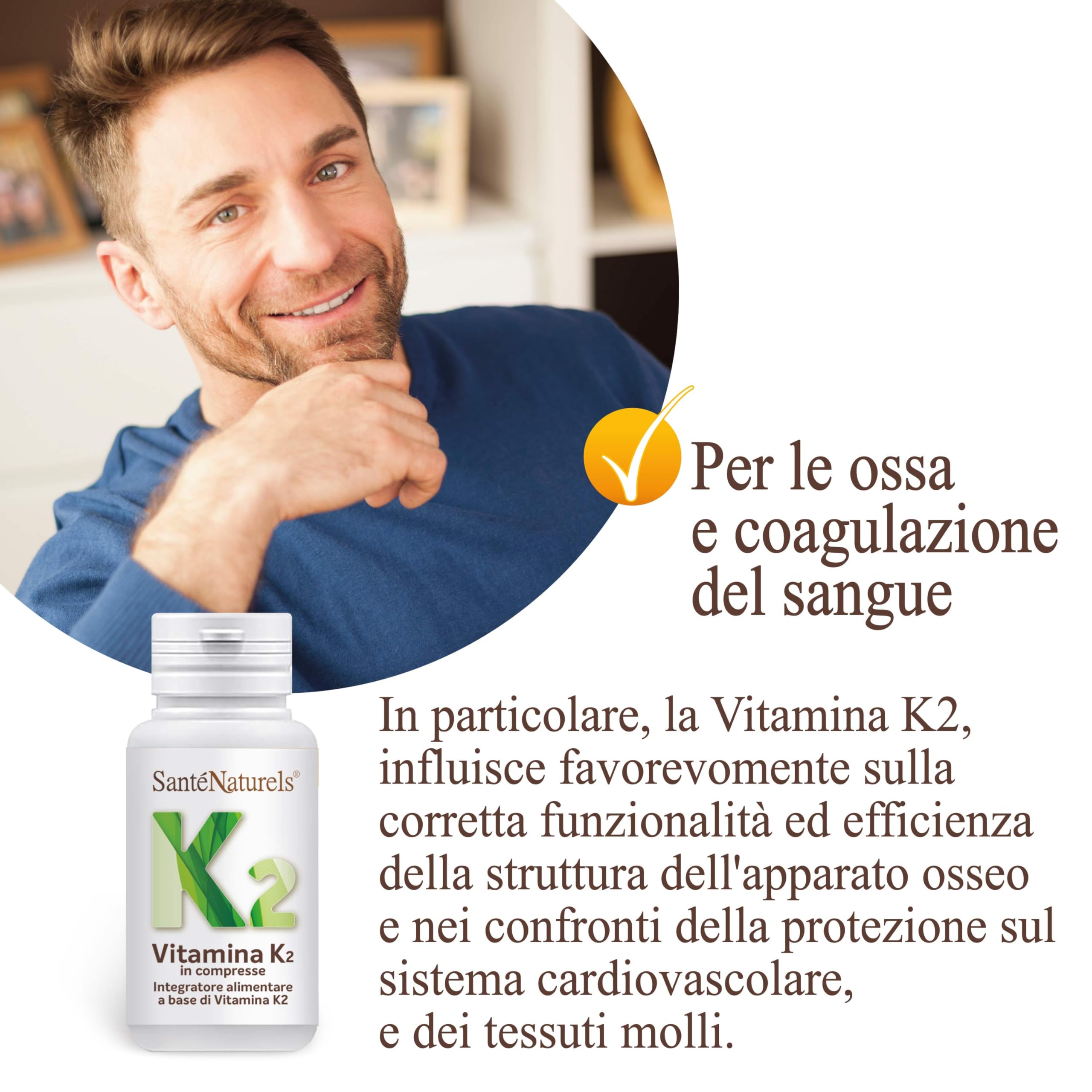 Vitamina K2 ● 60 Compresse ● Supporto per Salute di Ossa e Cuore ● Alto Assorbimento