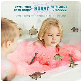 Dan&Darci Dino Egg Bath Bombs for Kids - Kid Baths Bomb with Surprise Inside - Dinosaur Toys Gift for Boys and Girls Ages 6 7 8 Years Old Gifts - Fun Educational Toy Fizzy - Basket Stuffers