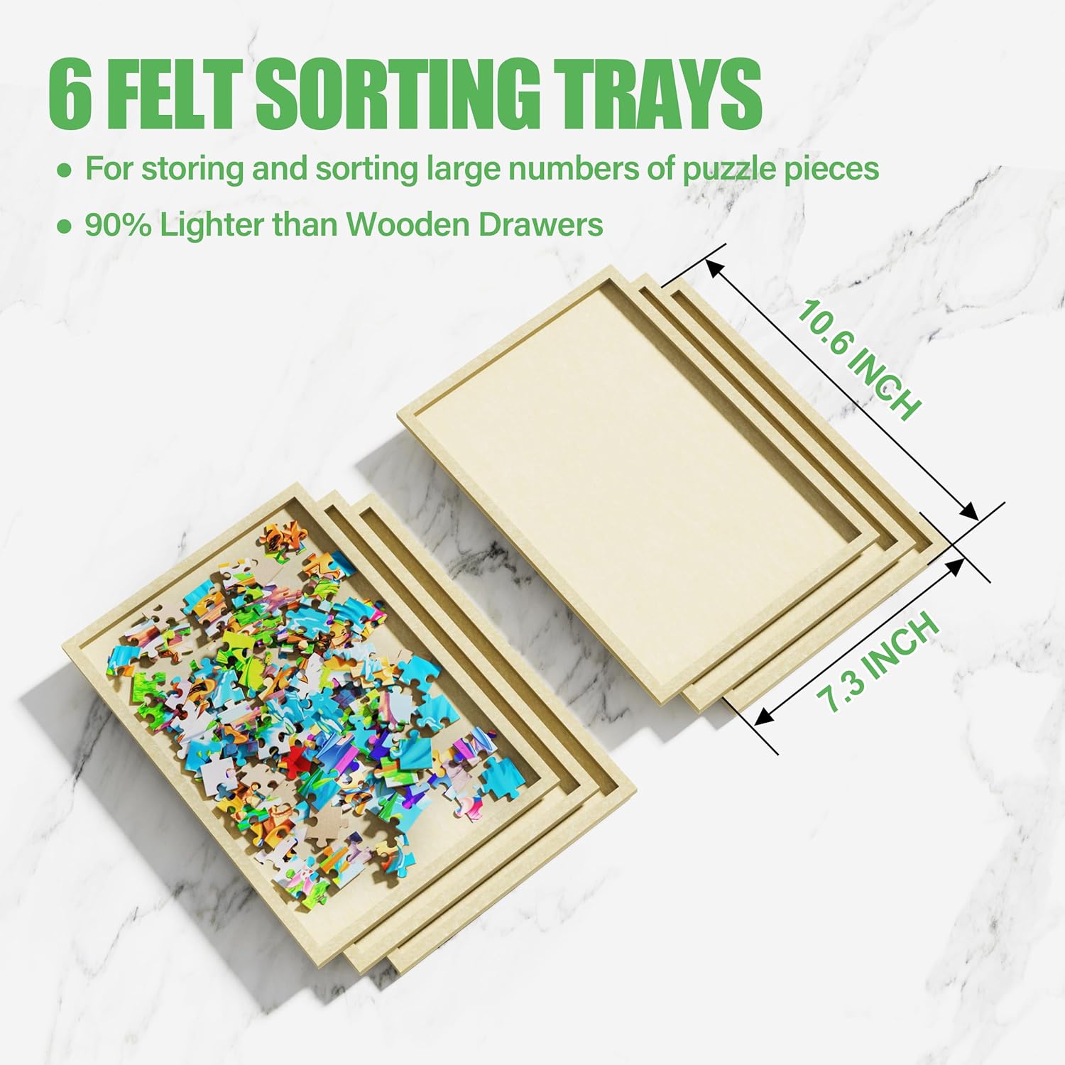 CODACE Puzzle Table with Drawers - 1500 Pieces Jigsaw Puzzle Tables for Adults, Tilting Puzzles Board with Cover, Puzzles Table with Storage and Adjustable Height Legs，Present for Puzzles Enthusiast