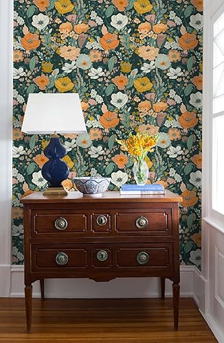 Miniatura 5 de Papel tapiz para despegar y pegar, extraíble, color verde oscuro, para dormitorio, guardería, bohemio, apto para inquilinos, papel de contacto con