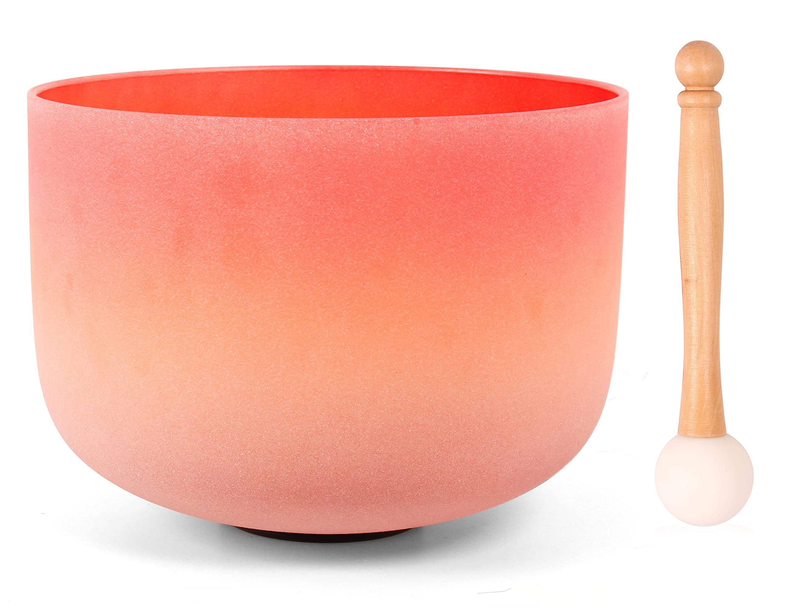 ANTETOK Crystal Singing Bowl, 440Hz 10 Inch C Note Root Quartz Chakra Bowl Rainbow Red Sound Bowl with Free O-Ring Mallet for Sound Healing Therapy Meditation Yoga