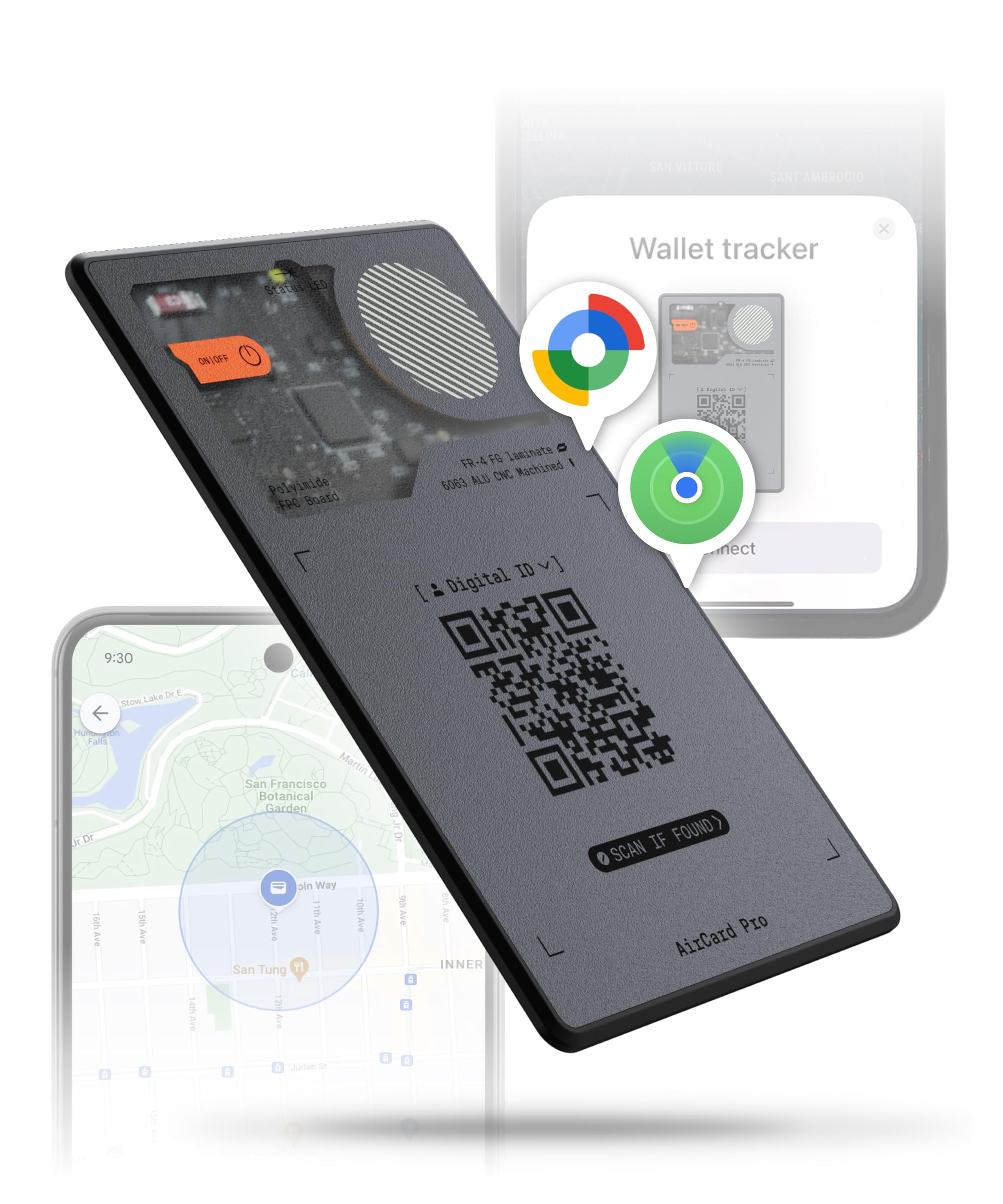 Rolling Square AirCard Pro Dual - Tag Localizador Android y Apple Compatible con Apple Find My y Google Android Find Hub, Smart Tag con Carga Inalámbrica ID Digital, Buscador de Llaves Cartera Gris 2x