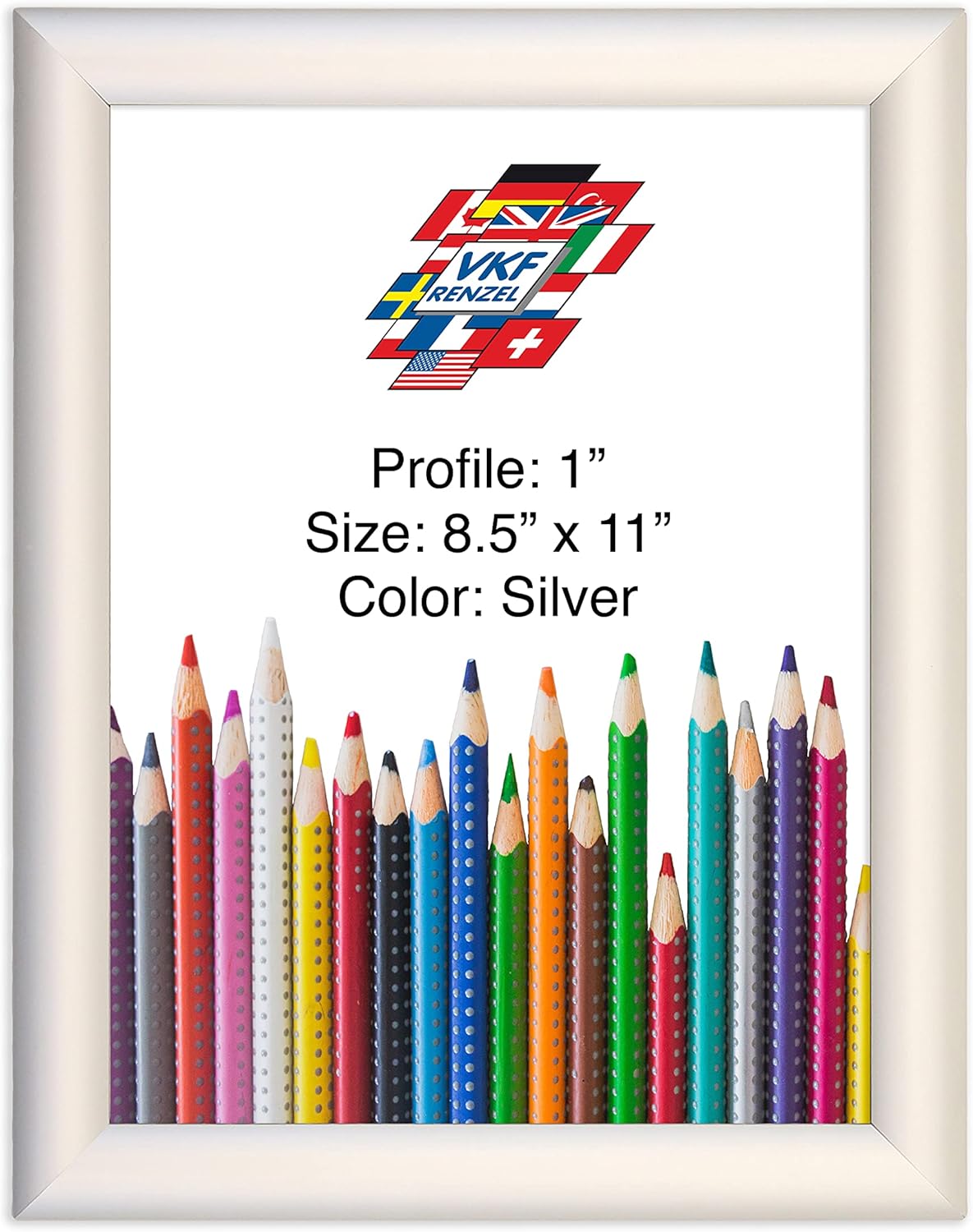 Aluminum Snap Frame, Front Loading Pictures Frame, 11" x 14", Silver Finish, with Non-Glare PVC Cover and Sturdy Plastic Backing