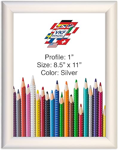 Marco de aluminio a presión, marco de presión de carga frontal, 8.5 x 11 pulgadas, fácil de abrir, perfil de 1 pulgada, plateado, con cubierta de