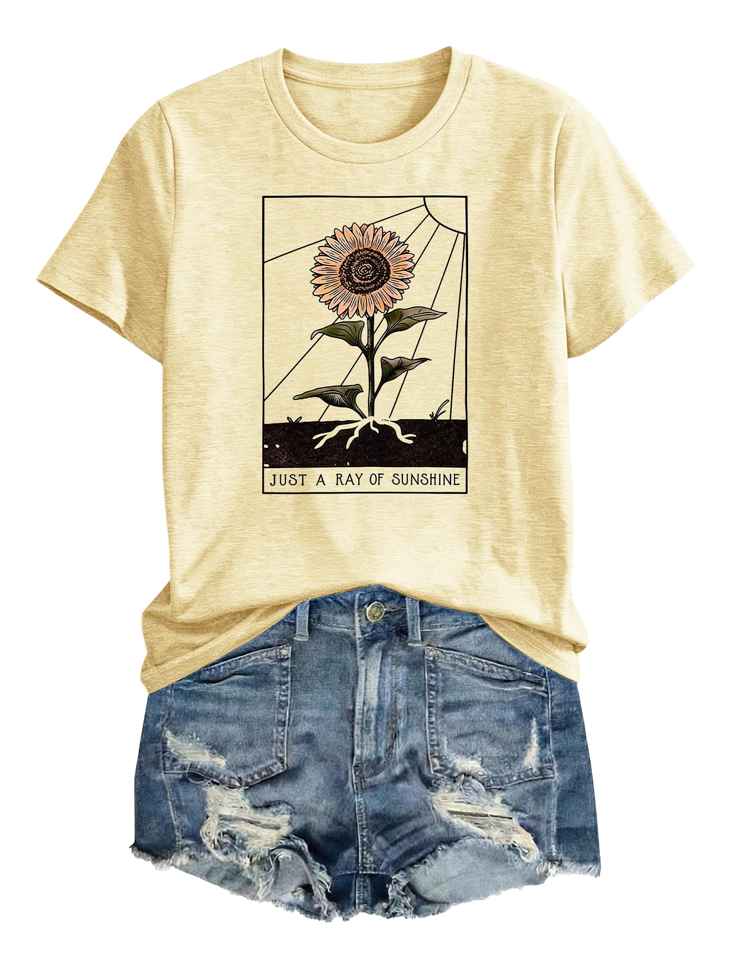 Anbech Women Dandelion Print T Shirts Summer Short Sleeve Graphic Tees | Cute Dandelion Paw Print Tshirt Casual Crewneck Loose Fit Flower T-shirts Teen Girls Colorful Comfy and Soft Daily Wear