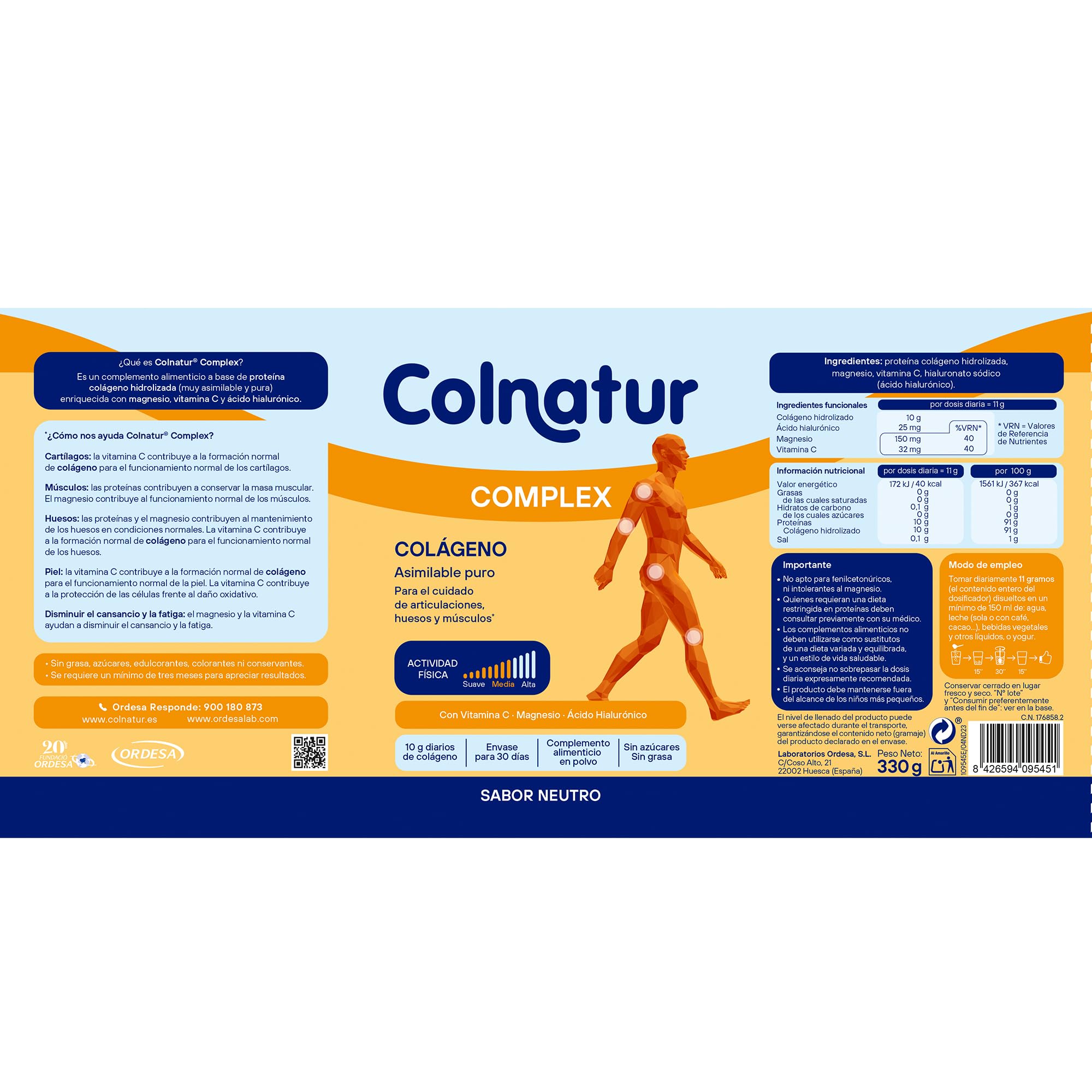 Colnatur Complex Neutro 3PACK | 3 Botes de 330g | Colágeno con Magnesio y Vitamina C para Músculos y Articulaciones - Amazon Exclusive