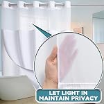Conbo Mio Fabric Waffle Weave Hotel Shower Curtain with Snap in Liner for Bathroom Waterproof Machine Washable Shower Curtain (Waffle-White, 71" W x 74" H)