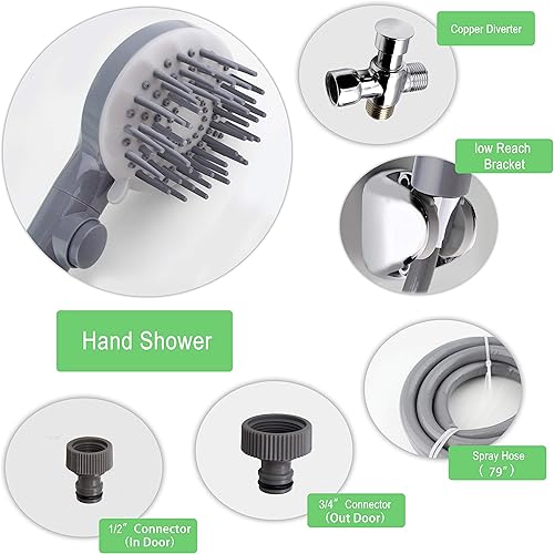 Miniatura 4 de PIH Ducha de autoaseo para mascotas, para mascotas en la puerta y al aire libre, con dos conectores de tamaños ajustables que se ajustan en brazo de