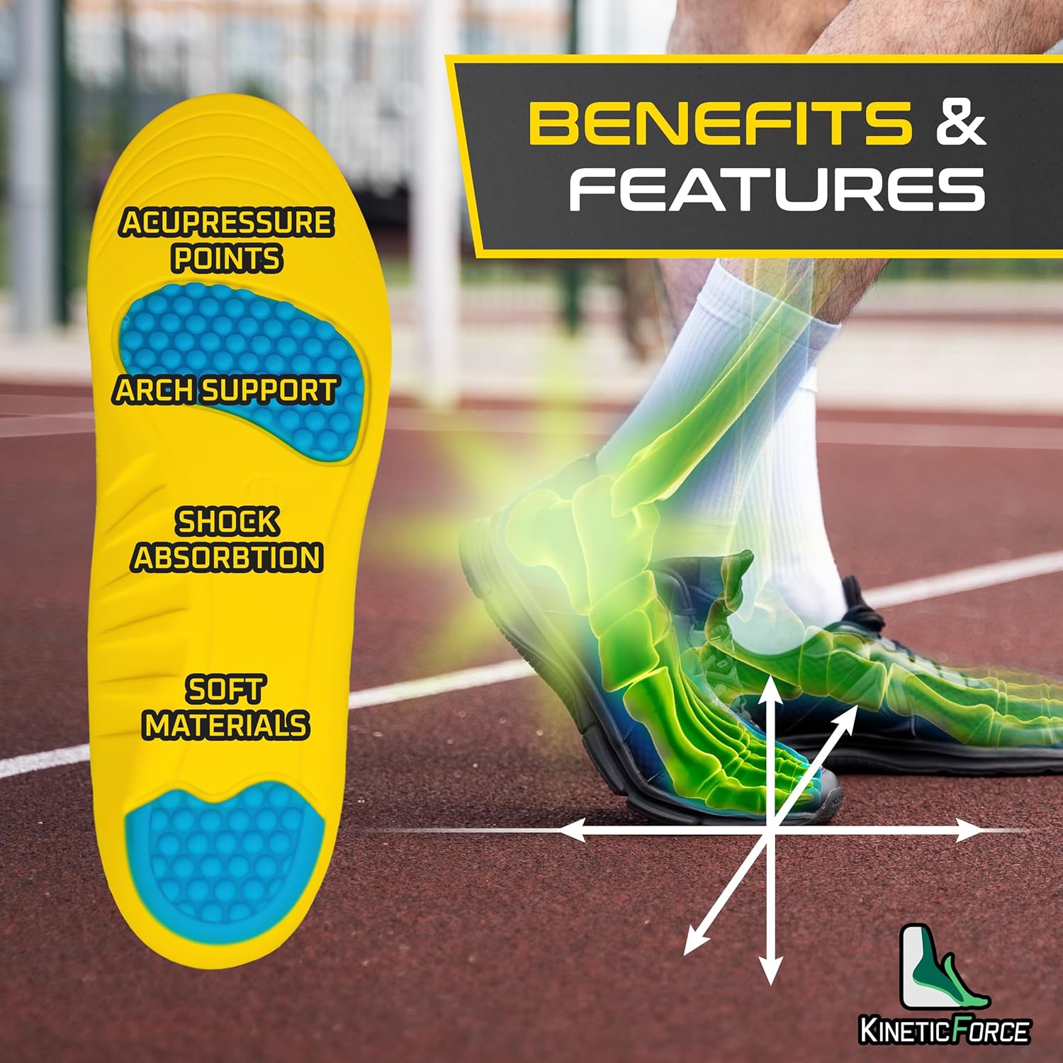 Sport Arch Support Inserts for Men and Women - Trimmable Running Insoles - Gel Insoles for Men and Women for Foot Pain (Men's 8-13) - Image 2