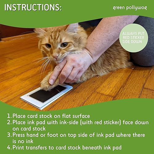 Miniatura 6 de Green Pollywog Almohadilla de tinta sin tinta extra grande para mascotas Impresiones de patas y nariz para perros y gatos no tóxicas Kit de sellos