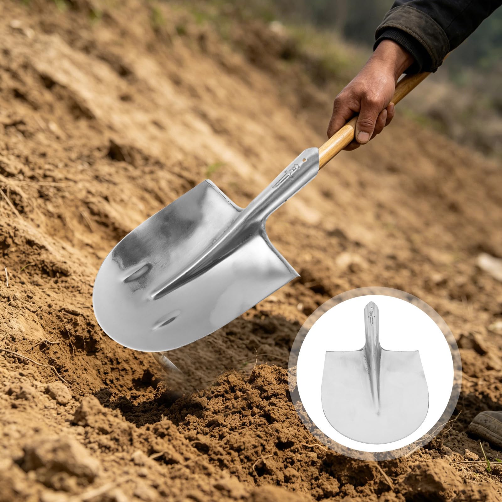 Toddmomy Pala de Acero para Jardinería y Borde Redondeado, Herramienta Resistente para Trabajar el Huerto y Excavar Suelo