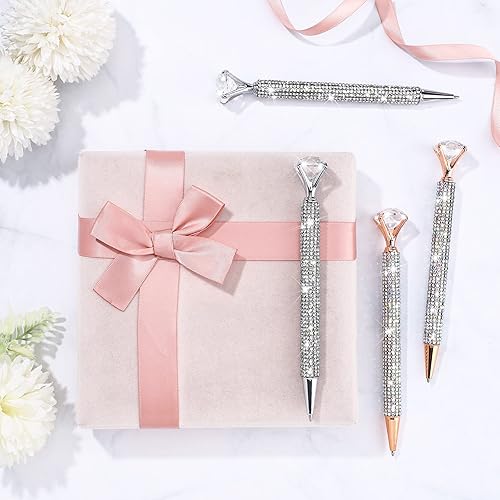 Miniatura 7 de Lincia 4 bolígrafos con parte superior de diamante con diamantes de imitación de cristal para mujer, bolígrafo de tinta con recambios de repuesto,