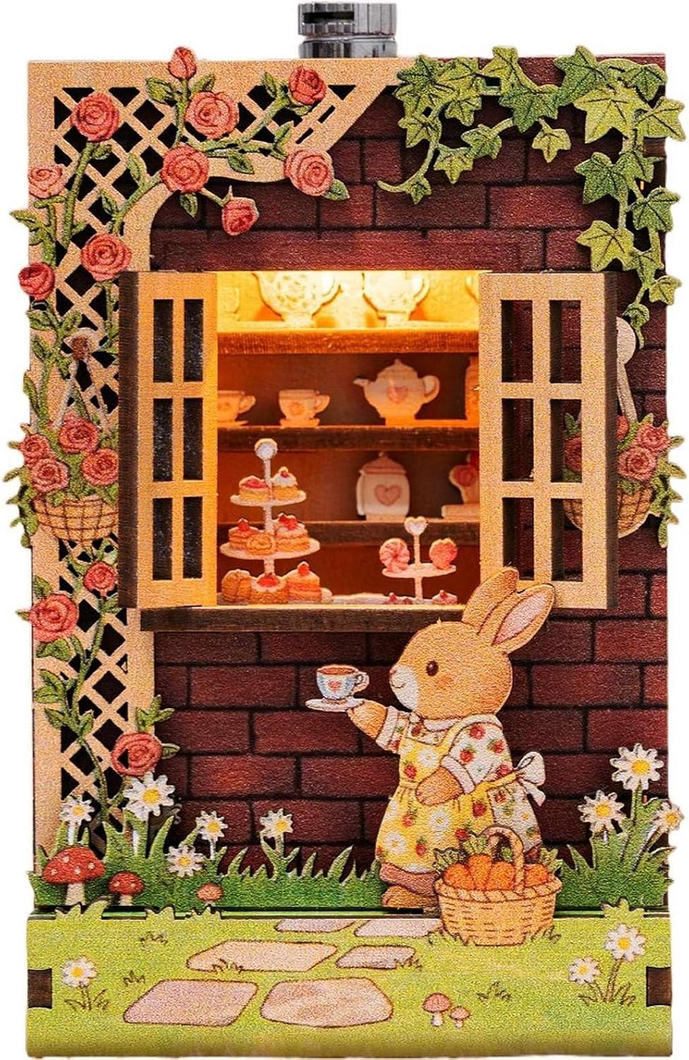 DIY Wooden Magnet with LED Light, 3D Miniature Craft