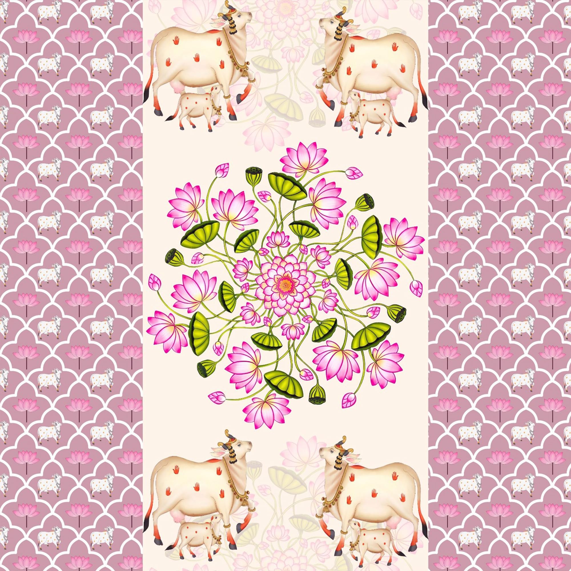 SpecialYou® Varalakshmi Pooja Decoration Items with Cow Pichwai (5 * 3ft) Backdrop Cloth for Decoration Pooja, Mandir Decorations Items for Home Decor Items, Wall Decor Items for Living Room 1