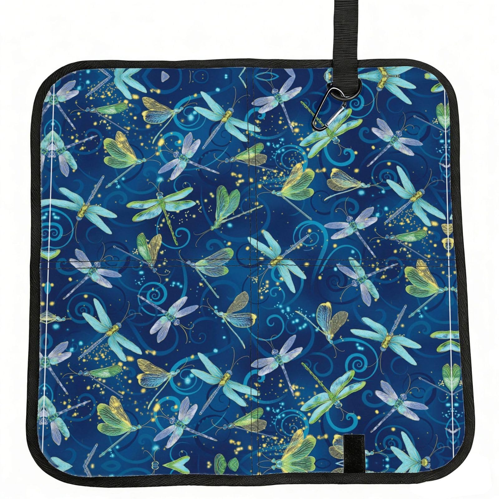 DEXNEL Dragonfly Print Foldable Seat Cushion Portable Stadium Pad Waterproof Outdoor Camping Mat 15.8 X 15.8 Inches