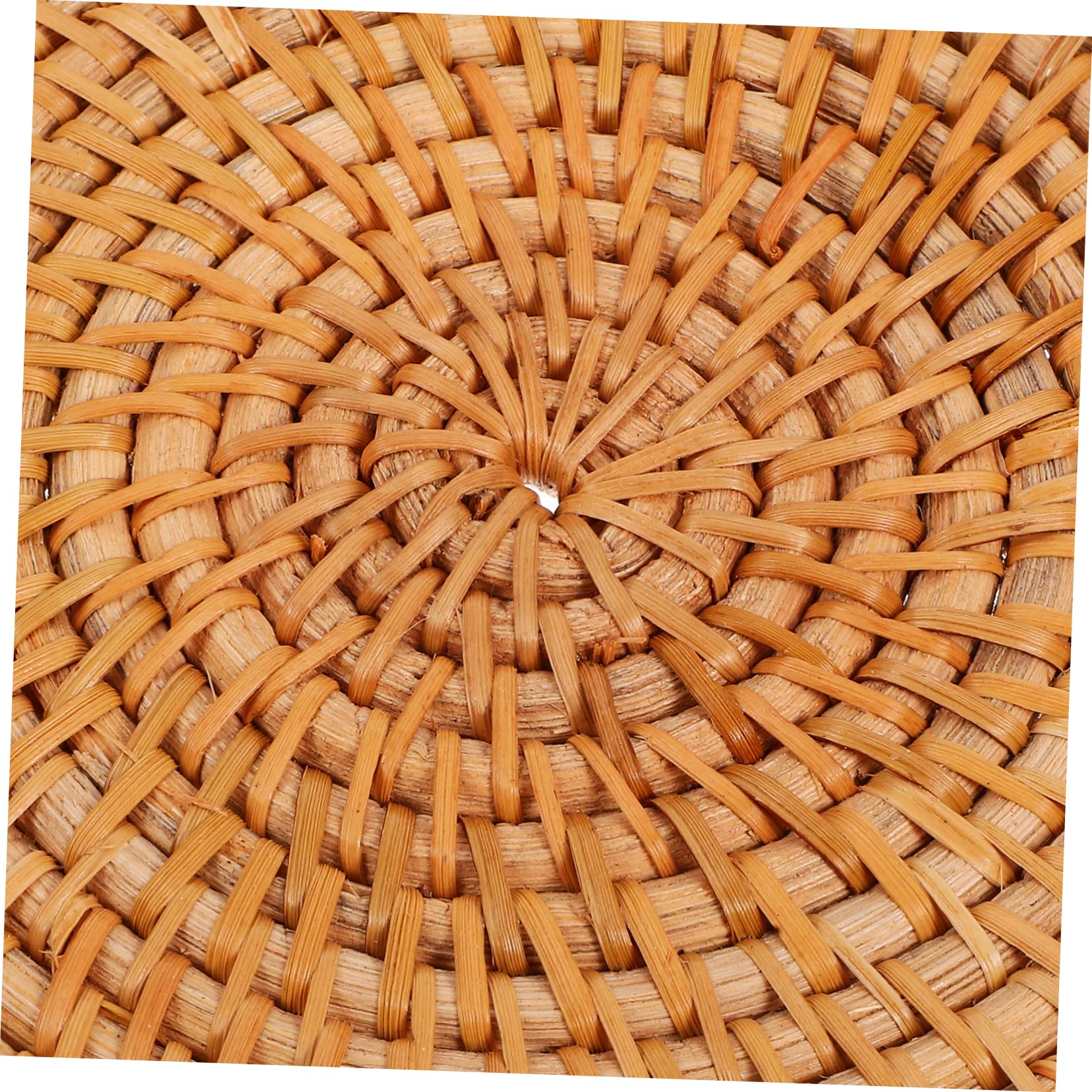COLLBATH Rund Gewebtes Rattantablett mit Hohlen Griffen Leichter Tragbarer Brotkorb und Obstkorb aus Natürlichem Rattan für Wohnzimmer und Outdoor Rustikaler Charme