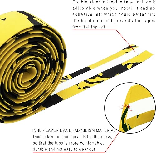 Miniatura 2 de Comfort GEL - Cinta de manillar EVA para bicicleta de carretera, cinta de camuflaje serie cinta con tapones de barra reflectantes