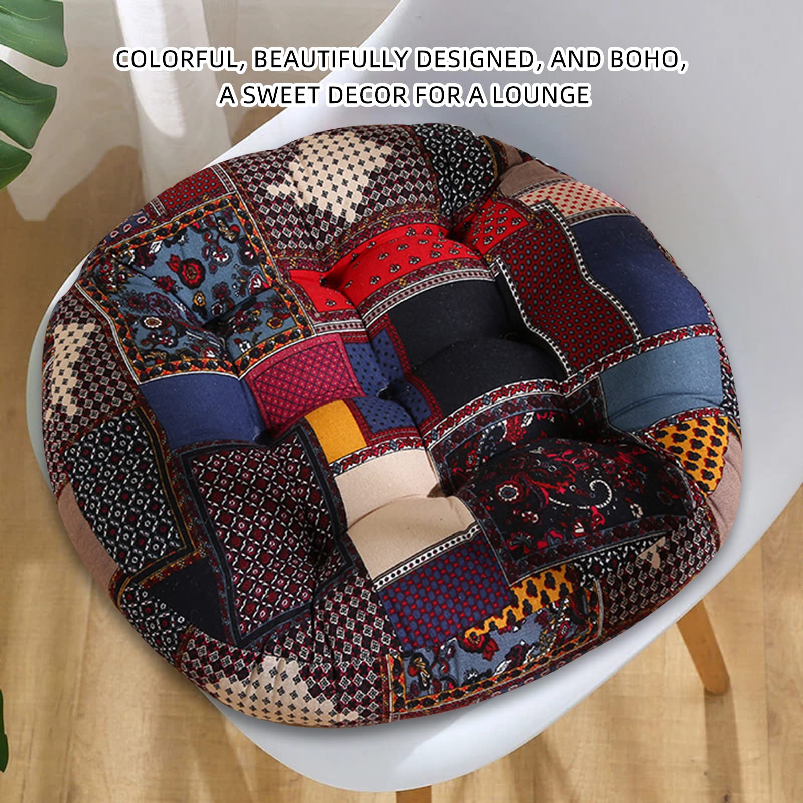 hifrom Cuscino da 55 x 55 cm, grande cuscino da pavimento, per sedia da giardino, cuscino decorativo per yoga, soggiorno, balcone, ufficio all'aperto, Tatami per sedia e divano (Boemia B)