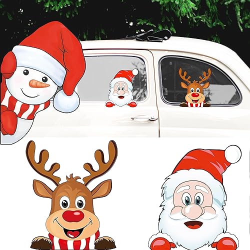 Christmas Car Decoration Decal Stickers,Cute Santa Car Window Stickers Decals for Christmas Car Decor Accessories