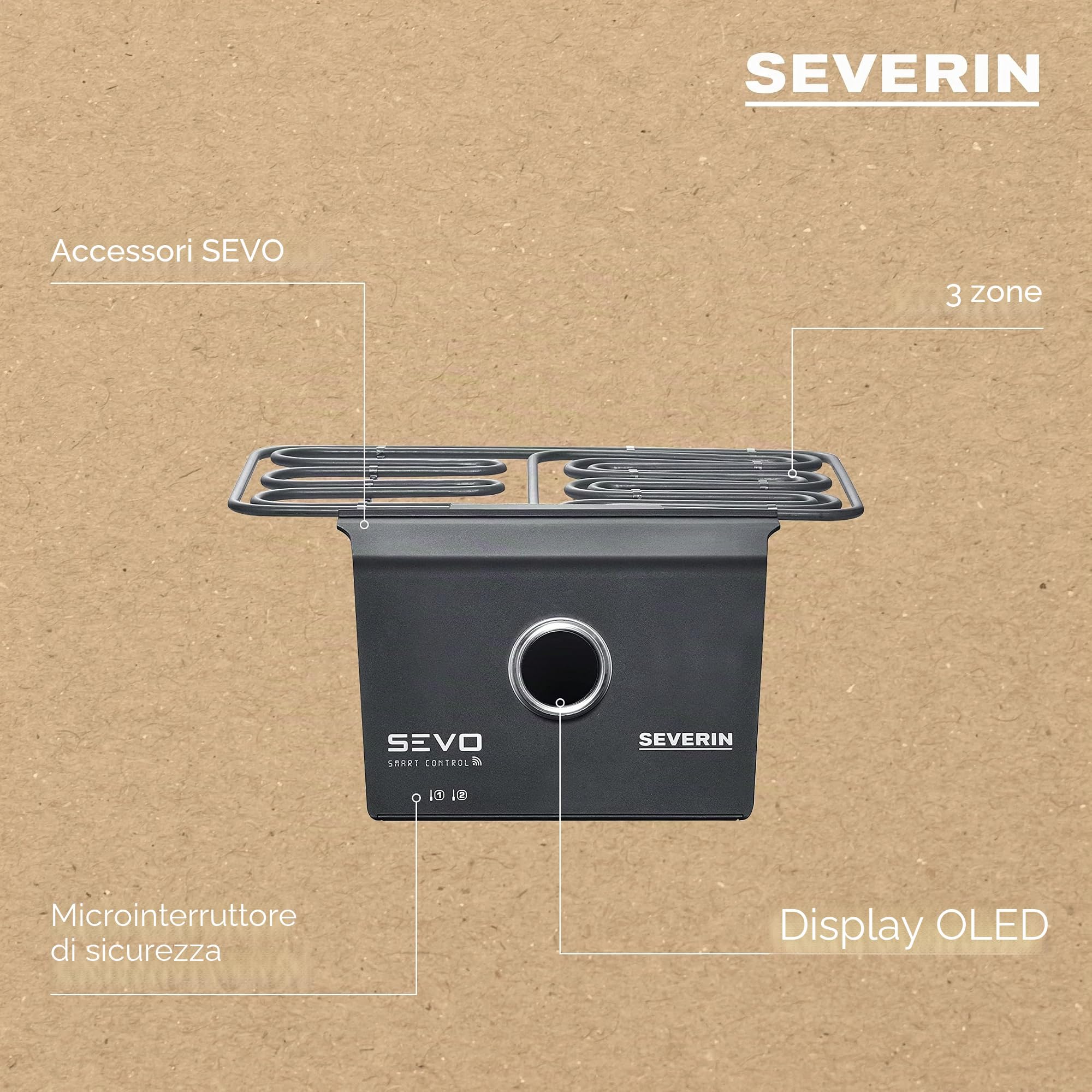 SEVERIN SEVO SMART CONTROL - Kit di aggiornamento per barbecue elettrico SEVO, modulo intelligente per barbecue con controllo app e display OLED, per barbecue con opzione di cottura lenta, nero, ad