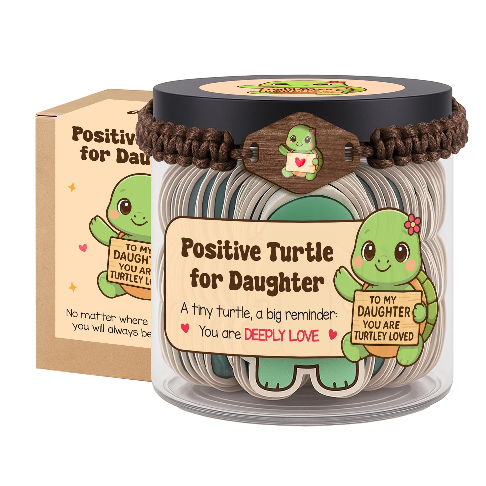 Snapklik.com : 60 Positive Turtle Cards Jar For Daughter, Jar