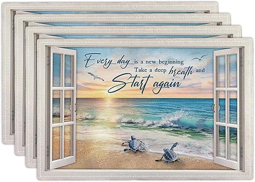 Miniatura 40 de Juego de 4 manteles individuales florales y colibríes, lavables, para decoración del hogar, fiesta, interior, cocina, comedor, 12 x 18 pulgadas