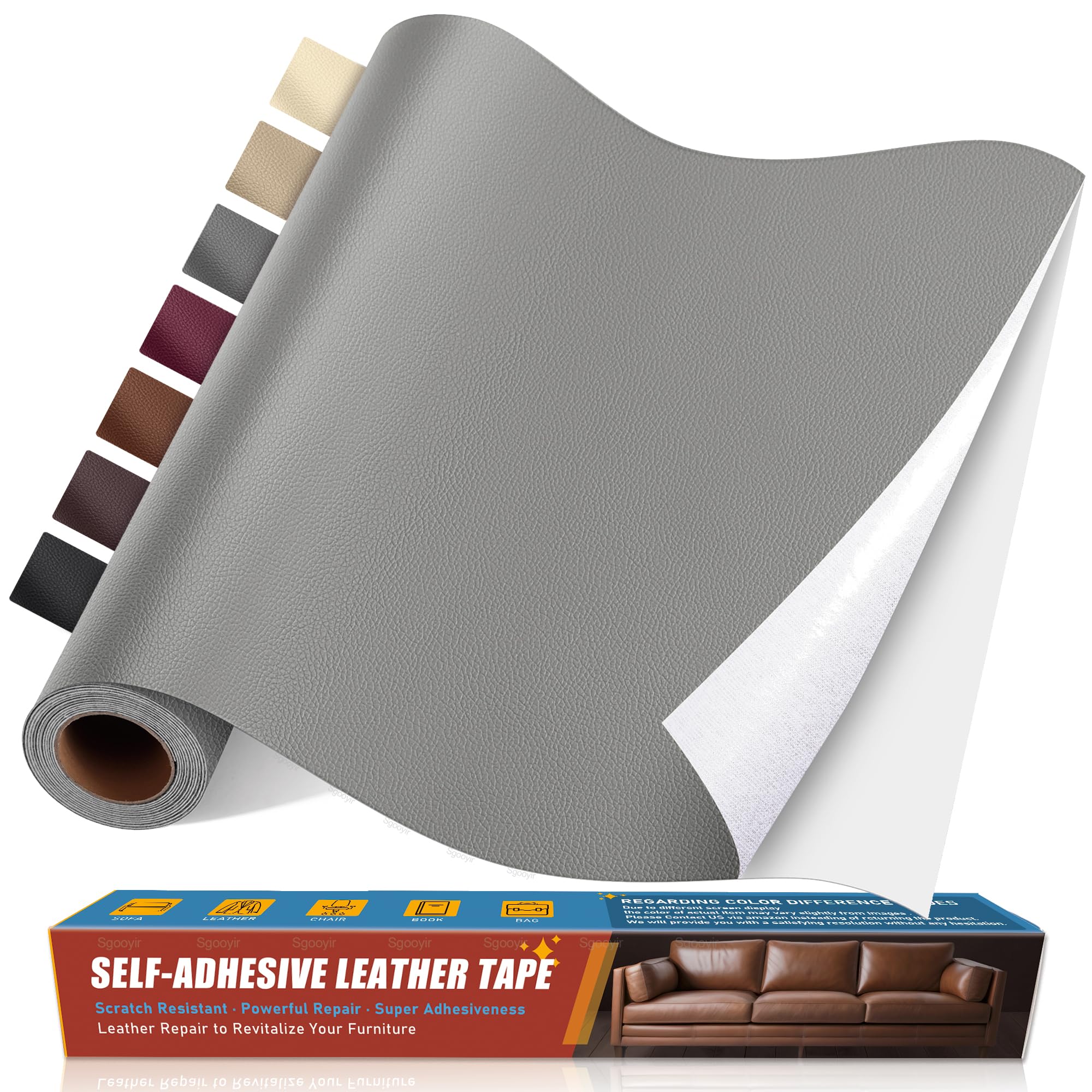 Sgooyir Leder Reparatur Set, Kunstleder Selbstklebend, Kunstleder Reparaturset Flicken Selbstklebend Patch für Autositze, Sofa, Jacken, couch, MöbelV