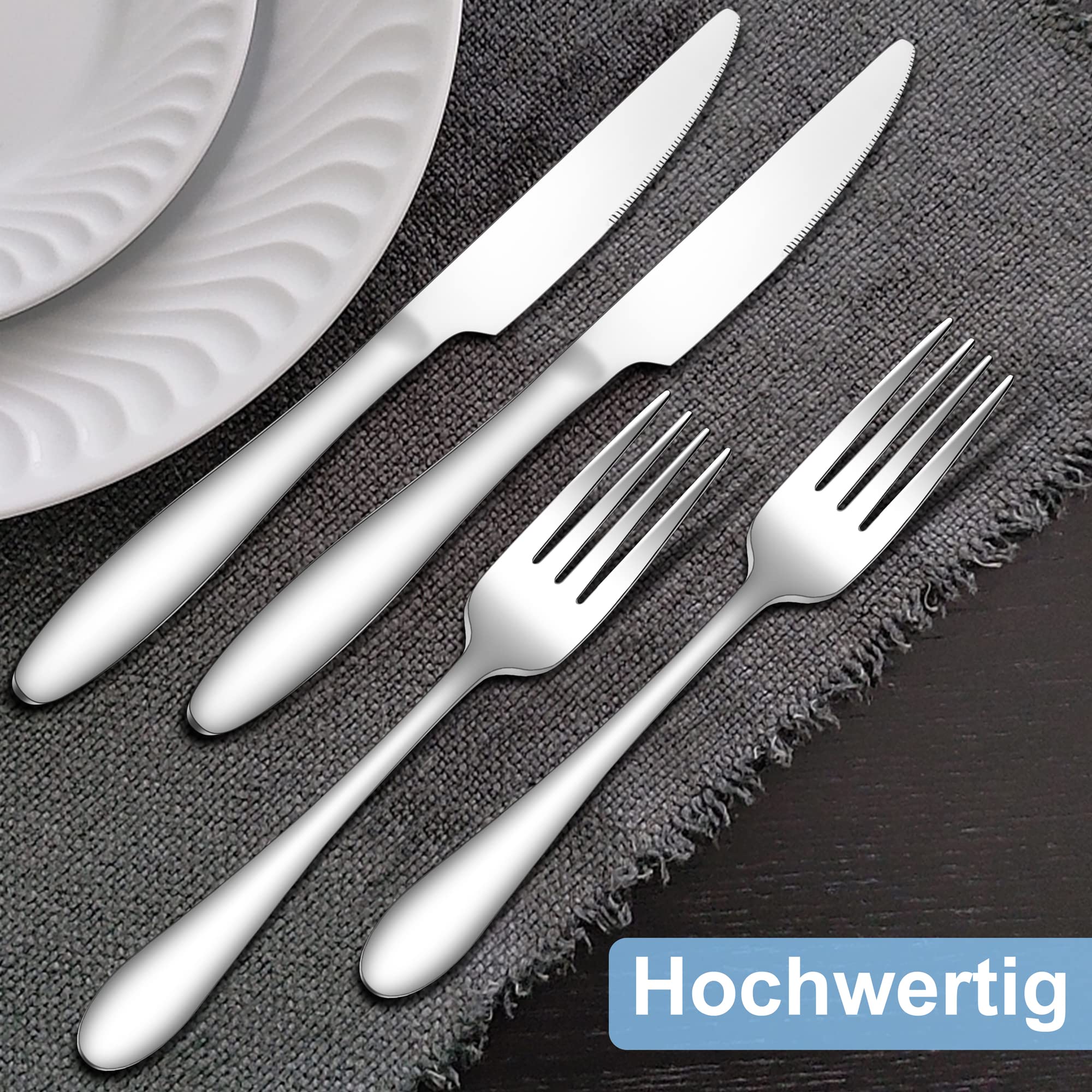 Herogo Set di posate da bistecca, 12 pezzi, coltello da bistecca e forchetta da bistecca per 6 persone, elegante set di coltelli da tavola per casa, feste, ristorante