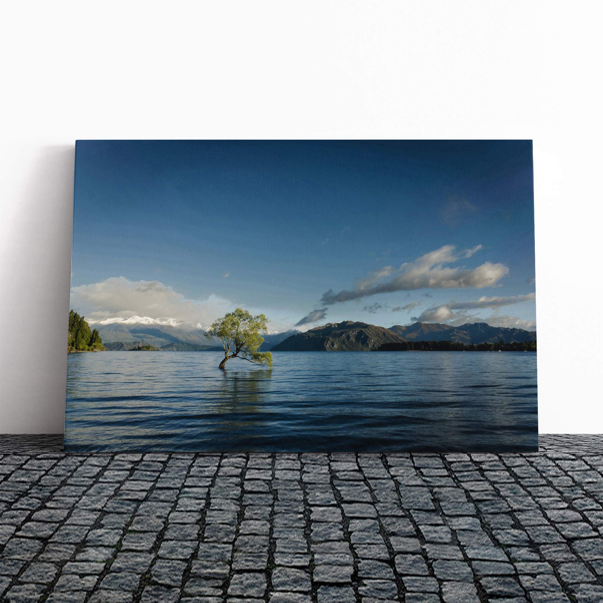 Landscape Lone Tree Lake Canvas Print | Gallery Wrapped 30mm Frame Wall Art | 20x14 inches | Ready to Hang | Modern Landscape Picture | Living Room Bedroom Lounge Office