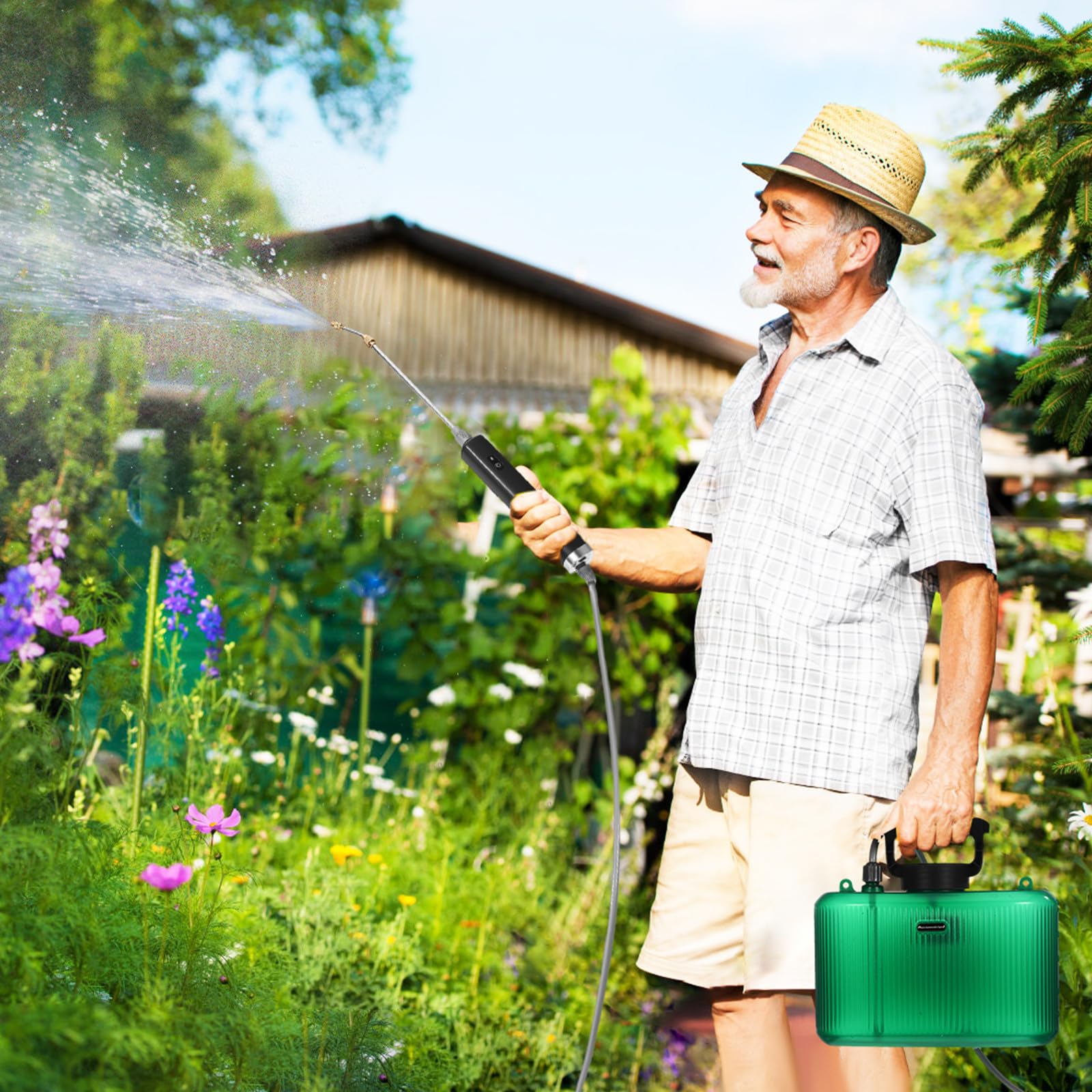 Elektrisches Sprühgerät mit 5l Fassungsvermögen und Schultergurt Tragbarer Gartensprüher aus Pp für Rasen und Garten Pumpensprüher für Pflanzenpflege