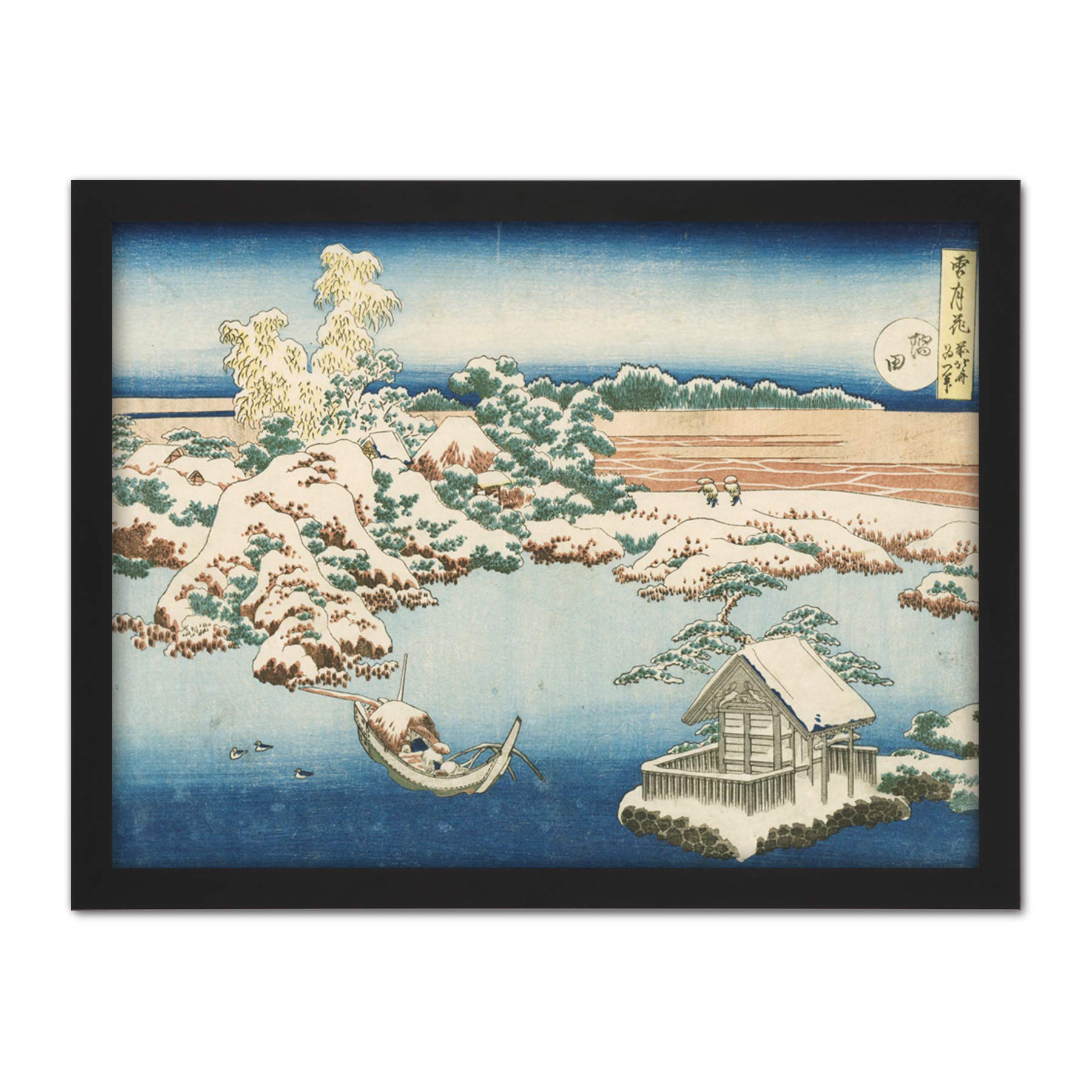Artery8 Hokusai The Sumida River In Snow Japanese Painting Artwork Framed Wall Art Print 18X24 Inch