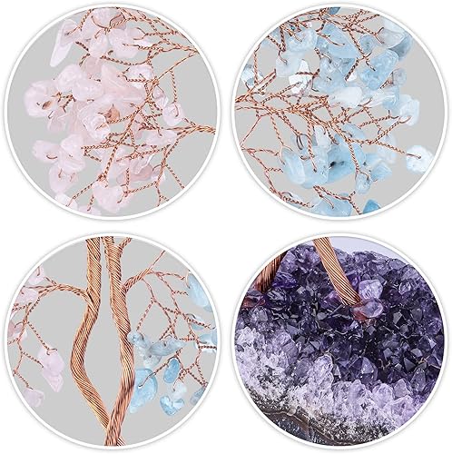 Miniatura 3 de Cheungshing Árbol de cristal doble curativo con base de amatista natural, bonsái de dinero de Feng Shui con energía positiva, decoración del hogar