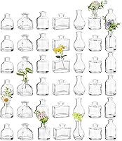 Vista 10 de Hewory Jarrones pequeños para centros de mesa: 28 piezas de jarrón de vidrio pequeño a granel - Jarrones pequeños transparentes para boda, baby