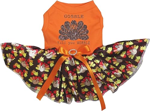 Miniatura 5 de Petitebella Gobble Turkey Till You Wobble - Vestido para perro (naranjanaranja, talla S)