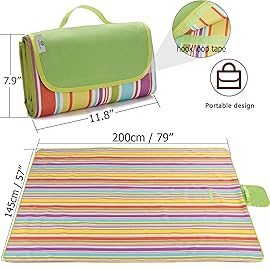 FashionLive Beach Blanket Extra Large Picnic Blanket Outdoor Blanket Waterproof Sand Free Oversized Camping Mat Foldable Portable Handy Tote for Travel Sports Home Yoga Park Grass Lawn, 79x57