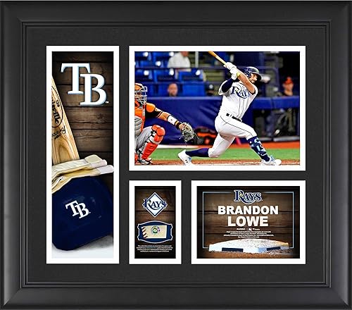 Miniatura 1 de Brandon Lowe Tampa Bay Rays Framed 15" x 17" Player Collage with a Piece of Game-Used Ball - MLB Player Plaques and Collages