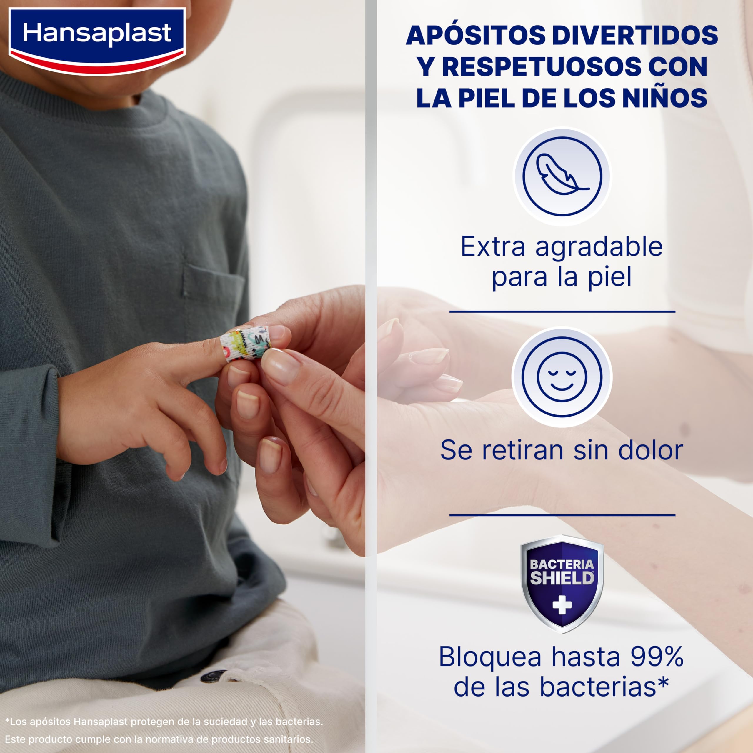 Hansaplast Sensitive Kids Apósitos para heridas, Respetuosos con la piel, Cicatrización y adhesión óptimas, Apósitos transpirables, antiadherentes y suaves, 20 uds.