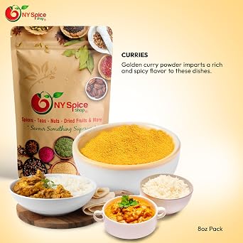 NY Spice Shop Golden Masala Seasoning - 8 Ounce Yellow Curry Powder - Ground Curry Powder Perfect for Curry Seasoning Paste & Curry Sauce - Bulk Powder Spice Blend for Indian Cooking