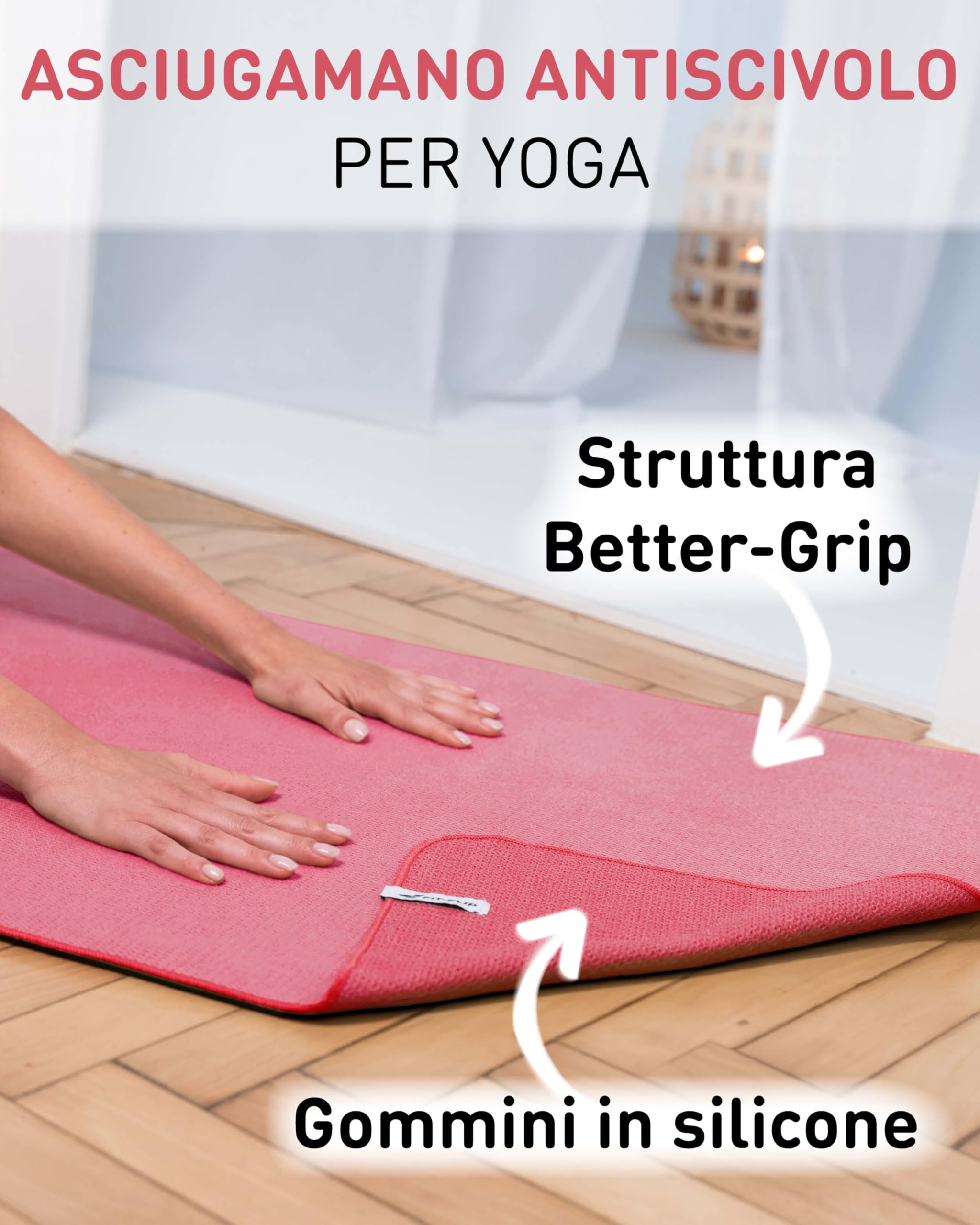 Asciugamano Tappetino Yoga In Microfibra Con Gommini Antiscivolo - 183x63 Cm - Blu - Assorbe Sudore E Igienico - 3