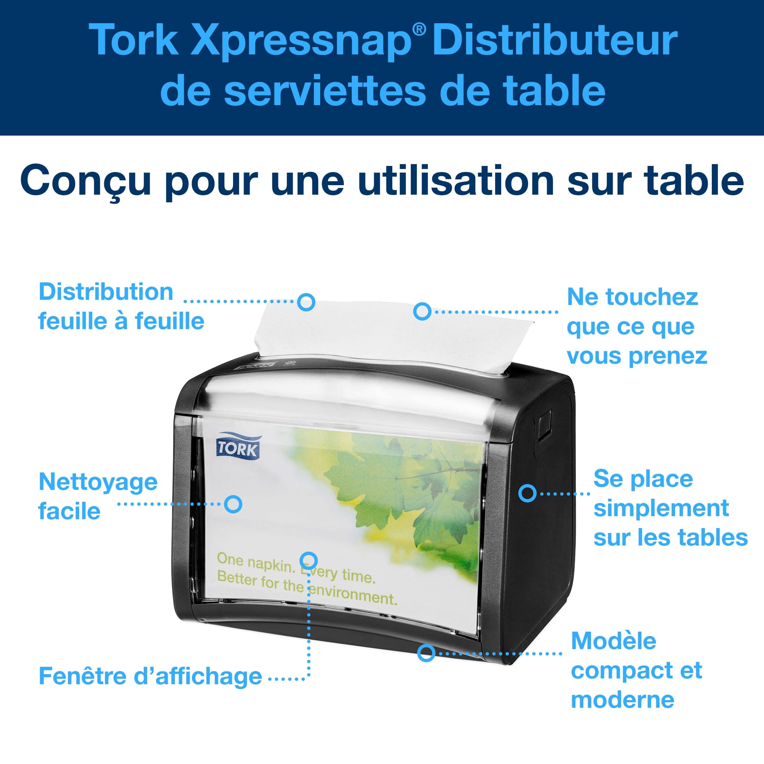 Tork Xpressnap Distributeur de Serviettes de Table noir N4, Signature line, 1 pièce, 15.5 x 15 x 20.1 cm, 272611