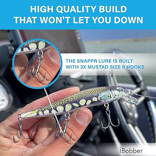 Miniatura 2 de Snappr - Señuelo de natación robótico natural, Mega 4.606 in, luz LED recargable, 1.8 a 5.9 ft de profundidad, cebo de hundimiento lento para bajo,