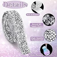 Vista 3 de 6 Rolls Self Adhesive Rhinestone Ribbons, Sliver Resin Rhinestone Strips, Diamond Crystal Rhinestone Ribbon Roll Stickers Glitter Bling Ribbons for