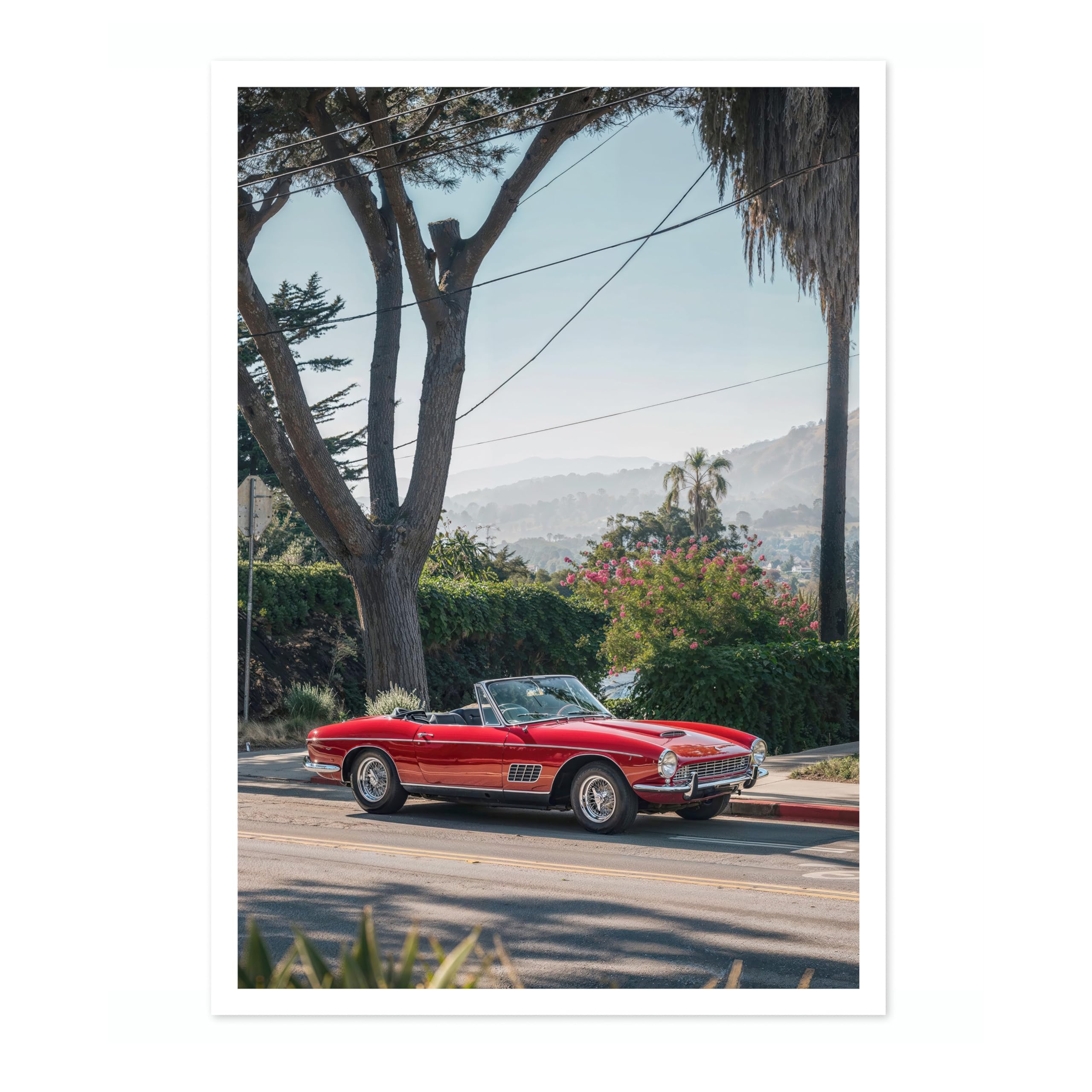 Animato Classic California Retro Car Photography Poster, Racing Sports Cars Prints For Men, Motor Sports Home Decor Wall Art, Archival Matte, A3 (Print Only) - 42x29.7cm