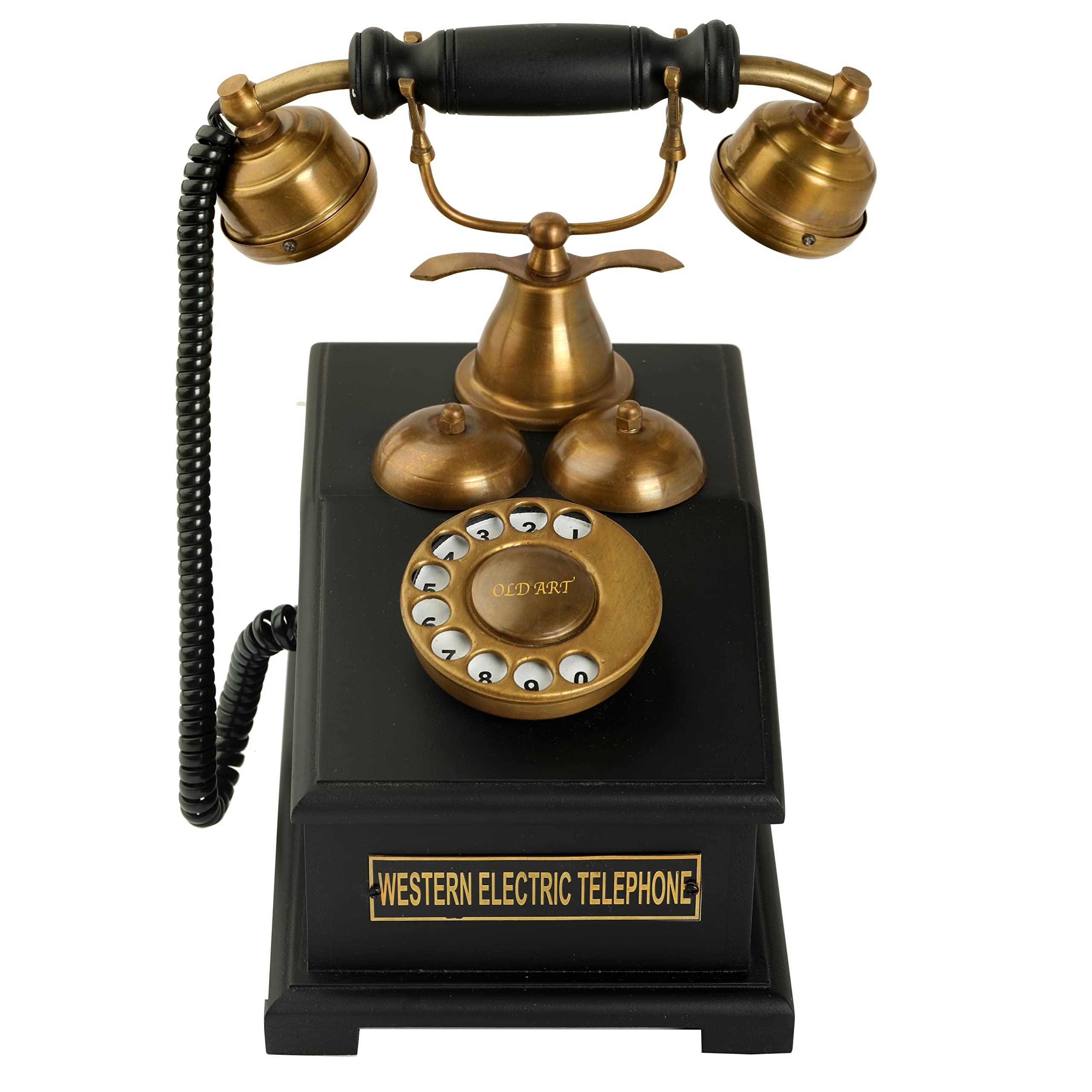 Nautical Vintage Look and Silver and Black Wood Telephone Victorian Old Classic Look Landline Non Working Telephone Only for Decoration-image-8
