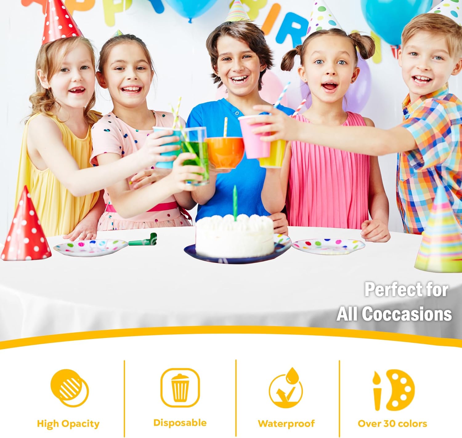 Party Solids White Round Tablecloths Plastic Table Cloth Disposable 48 Pack 84" Inch Round Table Cloth Disposable White Tablecloths Plastic Tablecloth Indoor/Outdoor Tablecloth Party Supplies