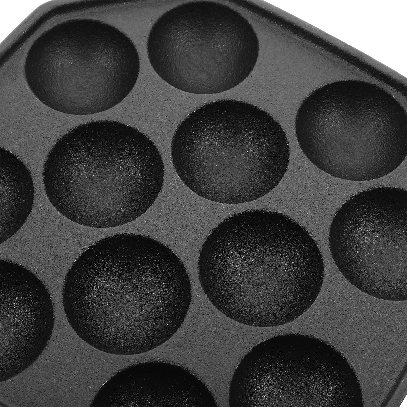 Housoutil Padella in Ferro Fuso a 12 Fori, Nera, per Cottura | Dimensione Compatta, Uso Versatile, Adatta a Riunioni e Cucine Piccole, Manutenzione Semplice